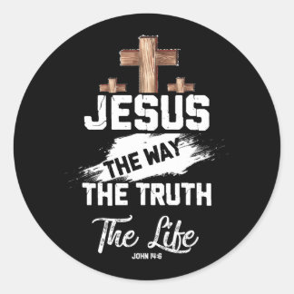 Christian Faithcross Jesus The Way Truth Life John Classic Round Sticker