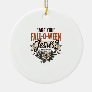 Christian Fall-O-Ween Jesus Vintage Engraving Shir Ceramic Tree Decoration