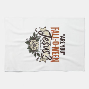 Christian Fall-O-Ween Jesus Vintage Engraving Shir Tea Towel