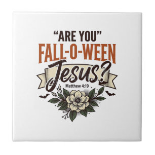Christian Fall-O-Ween Jesus Vintage Engraving Shir Tile