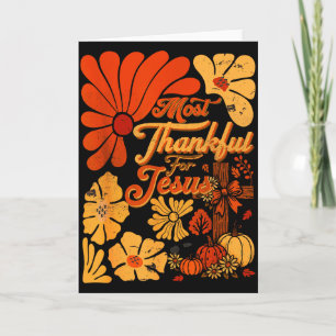 Christian Fall Thanksgiving Autumn Most Thankful F Card