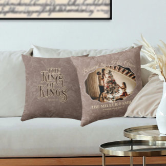 Christian Family Photo Blessed by His Name Cushion