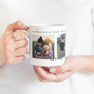 Christian Family Photo Collage Gift Joshua 24: 15 Coffee Mug