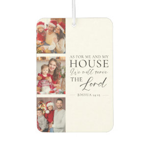 Christian Family Photo Joshua 24:15 Bible Verse Car Air Freshener