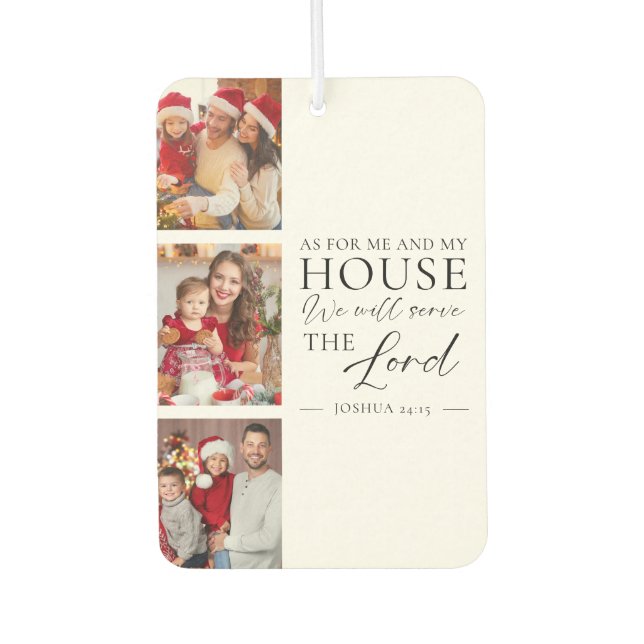 Christian Family Photo Joshua 24:15 Bible Verse Car Air Freshener (Front)