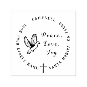 Christian Family Return Address Peace Love Joy Self-inking Stamp