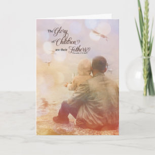 Christian Father's Day Proverbs 17 Verse 6 Coastal Holiday Card