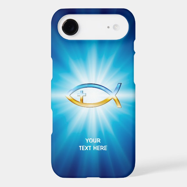 Christian Fish Cross blue background | Unique Gift Case-Mate iPhone Case (Back)