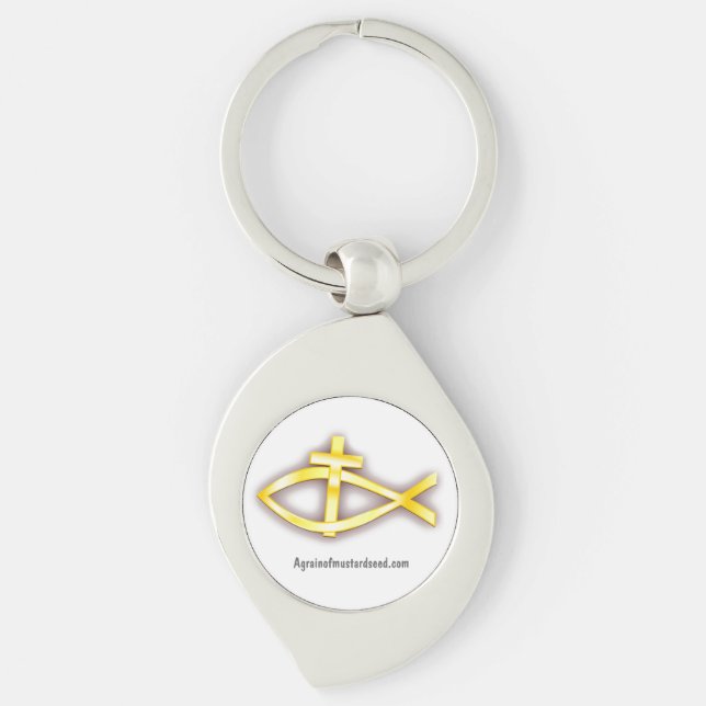 Christian Fish Cross Symbol Key Ring (Front)