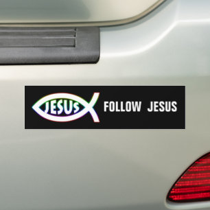 Christian Fish   Follow Jesus Bumper Sticker