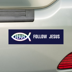 Christian Fish   Follow Jesus Bumper Sticker