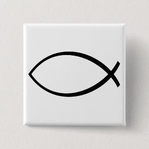 Christian Fish (Ichthys) Symbol 15 Cm Square Badge