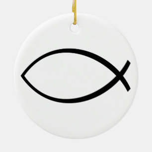 Christian Fish (Ichthys) Symbol Ceramic Tree Decoration
