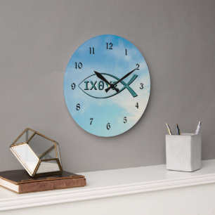 Christian Fish - Jesus Fish Large Clock