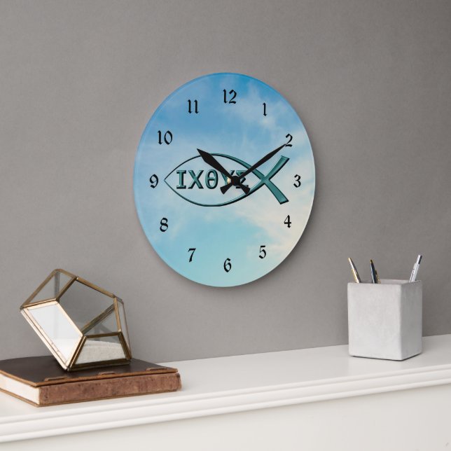 Christian Fish - Jesus Fish Large Clock (Office)