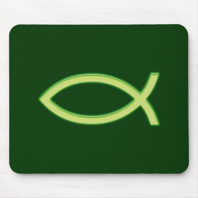 Christian Fish Light Green Mouse Mat (Front)