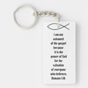 Christian Fish Romans 1:16 Custom Bible Verse Key Ring