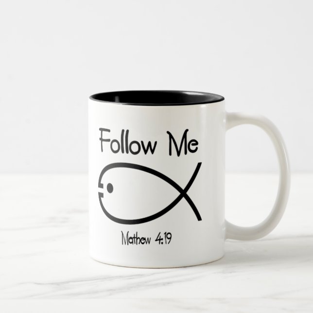 Christian Fish Symbol -Follow Me Coffee Mug (Right)