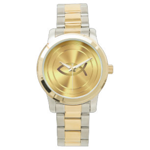 Christian Fish Symbol gold Watch