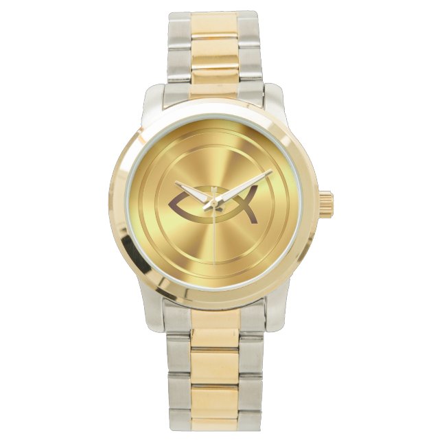Christian Fish Symbol | gold Watch (Front)