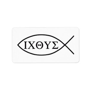 Christian fish symbol ICHTHYS or ICHTHUS Label