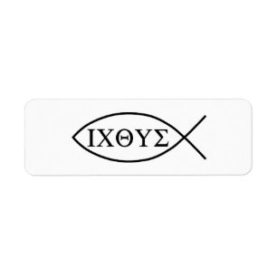Christian fish symbol ICHTHYS or ICHTHUS Label