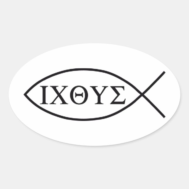 Christian fish symbol ICHTHYS or ICHTHUS Oval Sticker (Front)