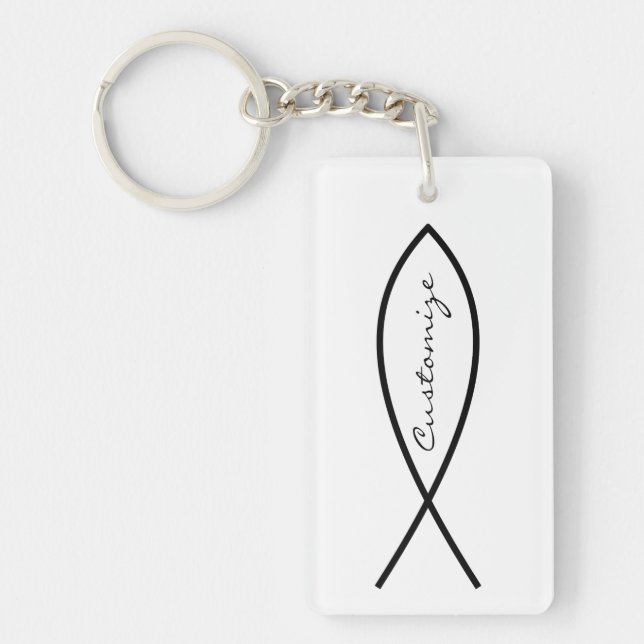Christian Fish Symbol Ichthys Thunder_Cove Key Ring (Front)