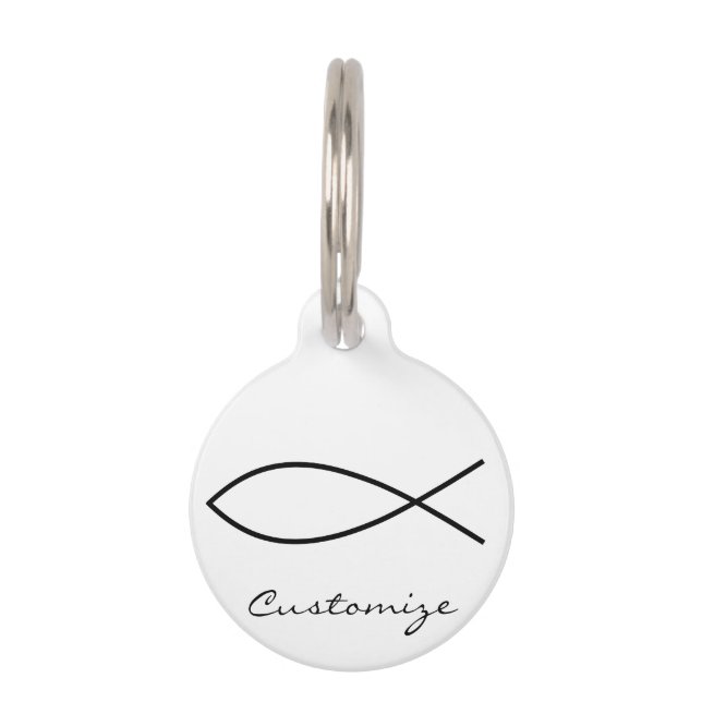Christian Fish Symbol Ichthys Thunder_Cove Pet Tag (Back)