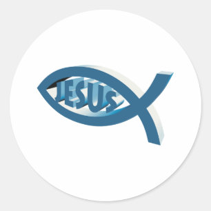 Christian Fish Symbol - Jesus Scripture Classic Round Sticker