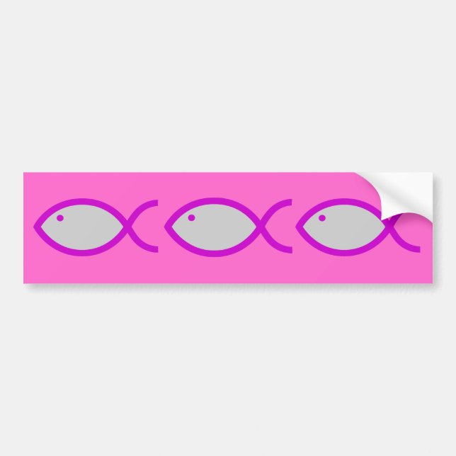 Christian Fish Symbol - LOUD! Grey and Pink Bumper Sticker (Front)