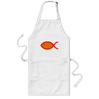 Christian Fish Symbol - LOUD! Orange and Red Long Apron