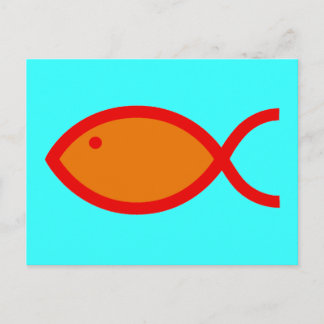 Christian Fish Symbol - LOUD! Orange and Red Postcard