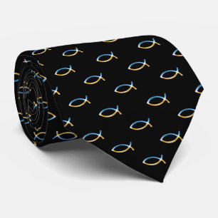 Christian Fish Symbol Pattern   Elegant Black Tie