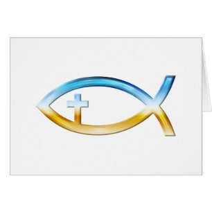 Christian Fish Symbol with Crucifix - Sky & Ground