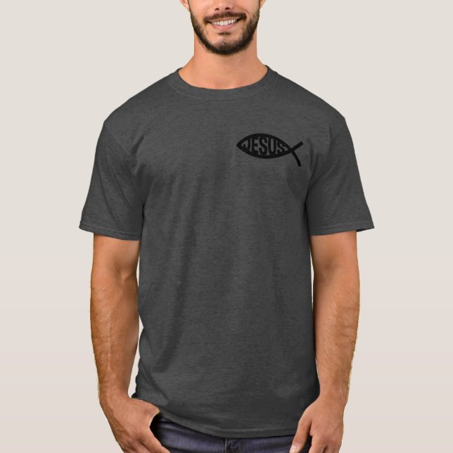 Christian Fish Symbol with Jesus Name T-Shirt (Front)