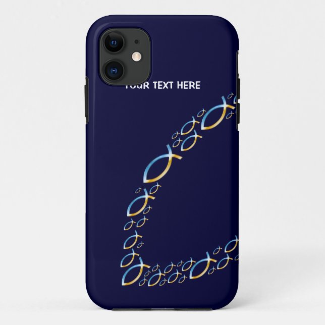 Christian Fish Symbols on blue background Case-Mate iPhone Case (Back)