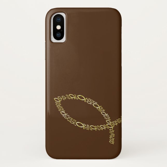 Christian Fish Symbols on brown Case-Mate iPhone Case (Back)