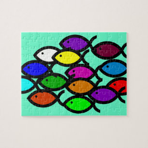 Christian Fish Symbols - Rainbow School - Jigsaw Puzzle