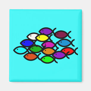 Christian Fish Symbols - Rainbow School - Magnet