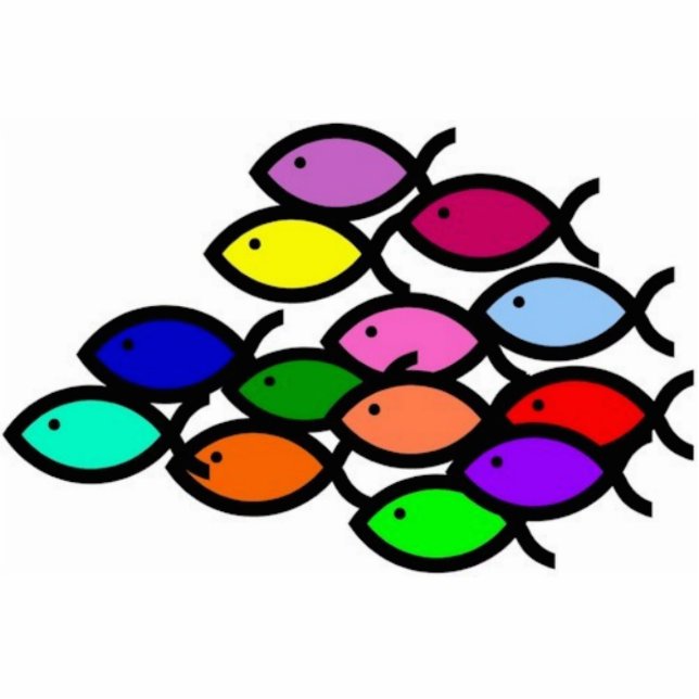 Christian Fish Symbols - Rainbow School - Photo Sculpture Decoration (Front)