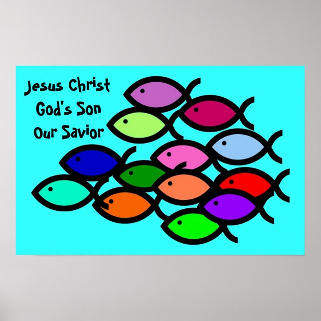 Christian Fish Symbols - Rainbow School - Poster (Front)