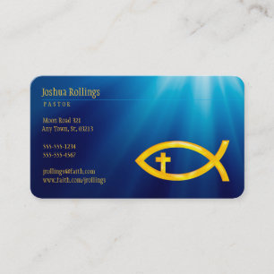 Christian Fish with Cross   Inspirational Business Card