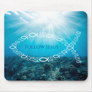 Christian Fishes   Follow Jesus Mouse Mat