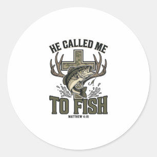 Christian Fishing Design He Called Me to Fish Classic Round Sticker