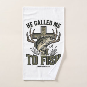 Christian Fishing Design He Called Me to Fish Hand Towel
