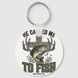 Christian Fishing Design He Called Me to Fish Key Ring