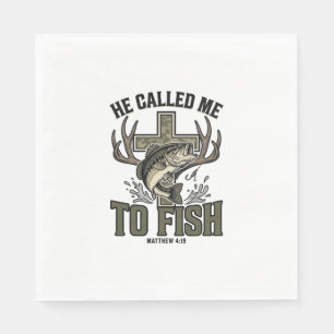 Christian Fishing Design He Called Me to Fish Napkin
