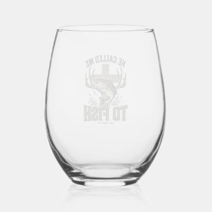 Christian Fishing Design He Called Me to Fish Stemless Wine Glass