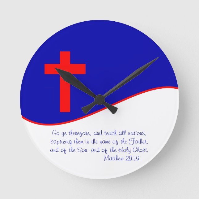 Christian Flag Inspired Round Clock (Front)